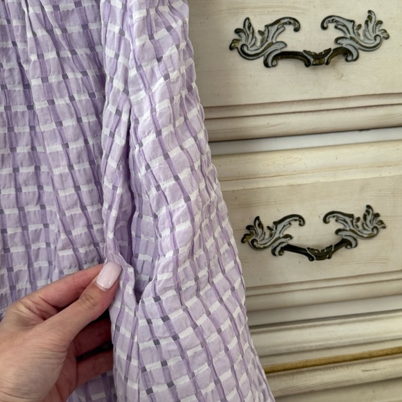 Lavender Gingham Babydoll Pocketed Dress - Picture 2 of 5
